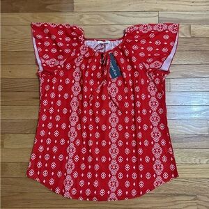 Vibrant Red Geometric Women's Blouse